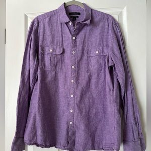 Marc Anthony Slim Fit Linen Blend Button Down Size XL